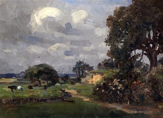 § Campbell Archibald Mellon (1878-1955) Sandford, Gainsborough Lane, Somerleyton, sketch June 1928 8.5 x 11.5in.